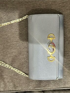 Authentic Gucci Marmont Grey Leather Chain Wallet
